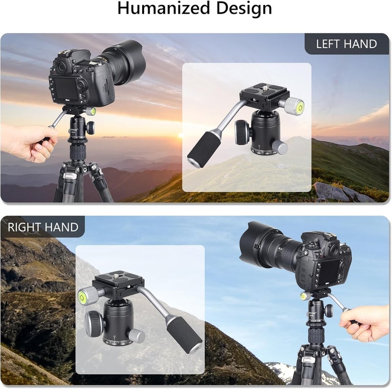 ARTCISE Ball Head with Handle All Metal CNC Ball Head with Two Quick Release Plates and Phone Clip for Tripod, Monopod, DSLR, Camcorder, DV, Telescope, Hunting，Max Load 22lb/10kg - Image 3
